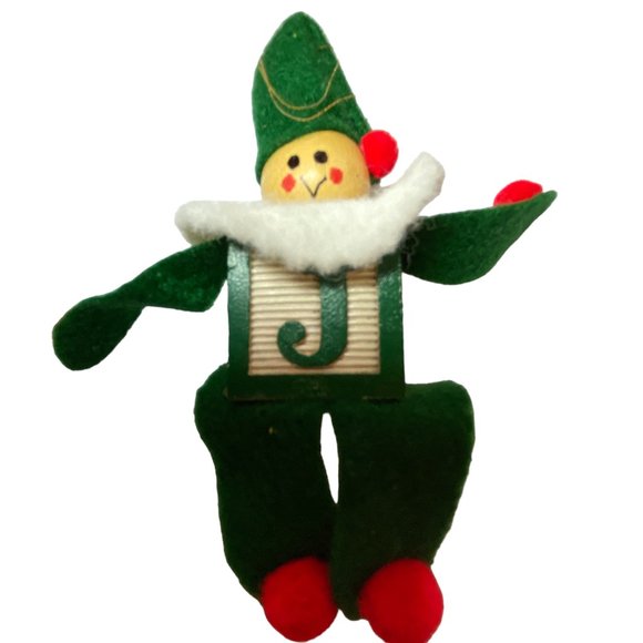 4 Vintage Christmas Ornaments Flocked Santas, Bear, 1 Wood Block Jester  *read* - Picture 5 of 5